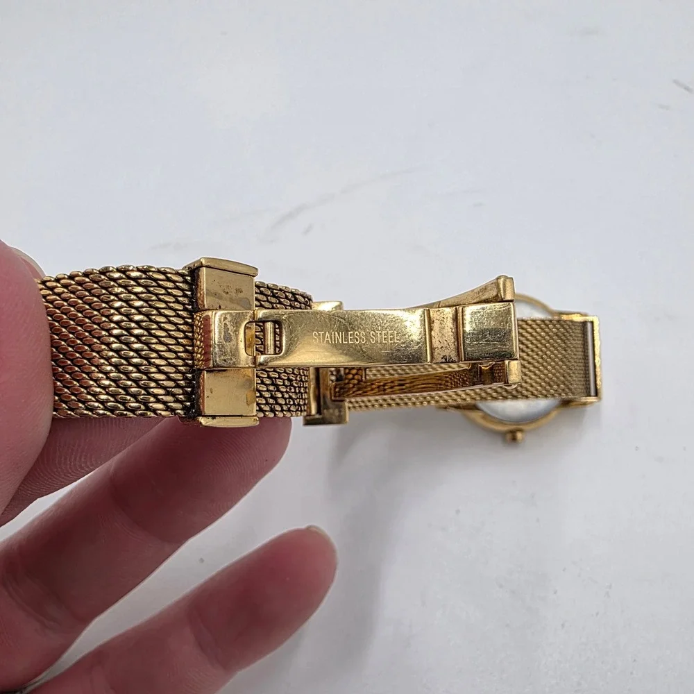 Movado Museum Gold Mother of Pearl Dial Mesh Bracelet Watch 07.3.36.1464